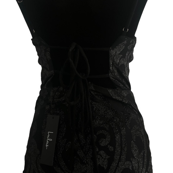 Lulus Mini Slip Dress with Silver Sparkle Detail- M - Picture 4 of 5